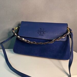 Tory Burch (cobalt) leather/suede crossbody/shoulder bag